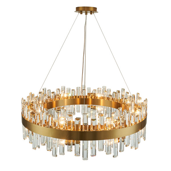 Everly Quinn Marais 12 Light Dimmable Round K9 Crystal Ceiling Light